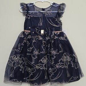 Blueberi Boulevard Navy and Gold Kids Formal Dress
